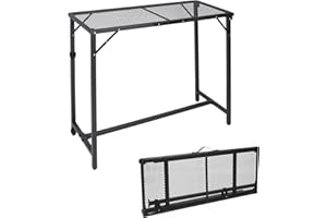 REDCAMP 39 Inch Outdoor Bar Table, Folding Paito Bar Height Table with Waterproof Mesh Top for Balcony, Garden, Hot Tub, Poolside, Indoor, Rectangle Black