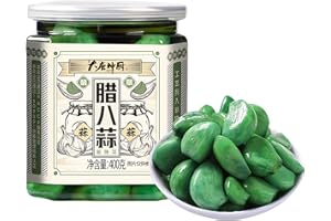 Pickled Garlic 400g，Multiple Cloves Natural Fermented Ready to Eat Salad Crisp Green, Bursting with Sweet and Sour Flavor Whe
