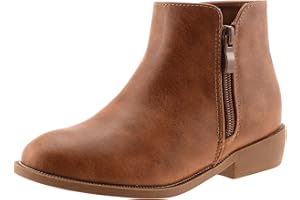 LseLom Girls Ankle Boots Low Heel Side Zipper Fall Winter Booties Outdoor Shoes for Little Kids/Big Kids