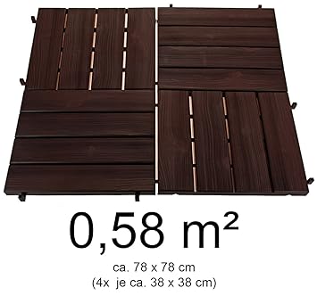 Hochwertige Terrassenplatten aus Kunststoff in Holzoptik 0,58 m² 4er Set - Terrassenfliesen Klickfliesen