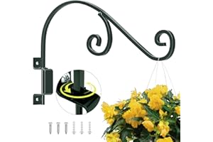 GOODBUY Swivel Plant Hangers Outdoor: 16 Inch Metal Hanging Plant Bracket Bird Feeder Wall Hooks Heavy Duty Plant Hangers Indoor Wall Mount Plant Hooks for Hanging Baskets, Lanterns, Wind Chimes, Dark Green