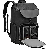 CADeN Camera Backpack Canvas Camera Bag for DSLR/SLR Mirrorless Camera with 15.6 inches Laptop Compartment, Camera Case Compatible for Sony Canon Nikon Cameras and Lens Tripod Waterproof Black