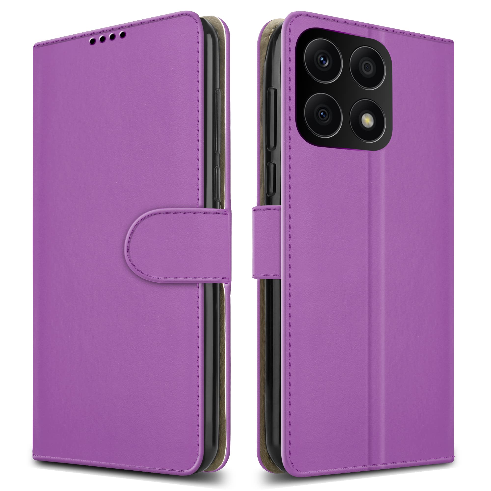 PIXFAB For Honor X8A 4G Leather Phone Case, Magnetic Closure Full Protection Book Folio Design, Wallet Case Cover [Card Slots] and [Kickstand] For Honor X8A (4G) - Purple