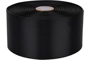 Baocuan 2 inch x 50 Yards Black Single Face Satin Ribbon Solid Fabric Ribbon for Gift Wrapping Floral Bouquets Wedding Birthday Party Decoration Hair Floral Craft Sewing