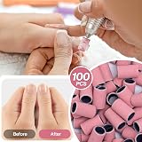MelodySusie 100 Pcs Nail Drill Bits 180 Grit Sanding Bands Pink view 6