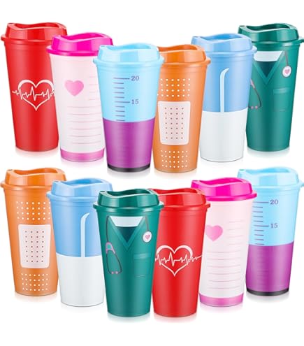 Amazon.com | Pickmesh 12 Pack Nurse Coffee Cup Gifts Bulk 16 oz  Appreciation Reusable Holiday Tumblers with Lid Plastic Nurse Travel Coffee  Mug Thank You Gifts for Women Coworkers: Tumblers & Water Glasses