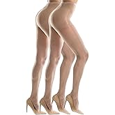 Silkies Women's Control Top Pantyhose with Run Resistant, Light Support Legs (2 Pair Pack)
