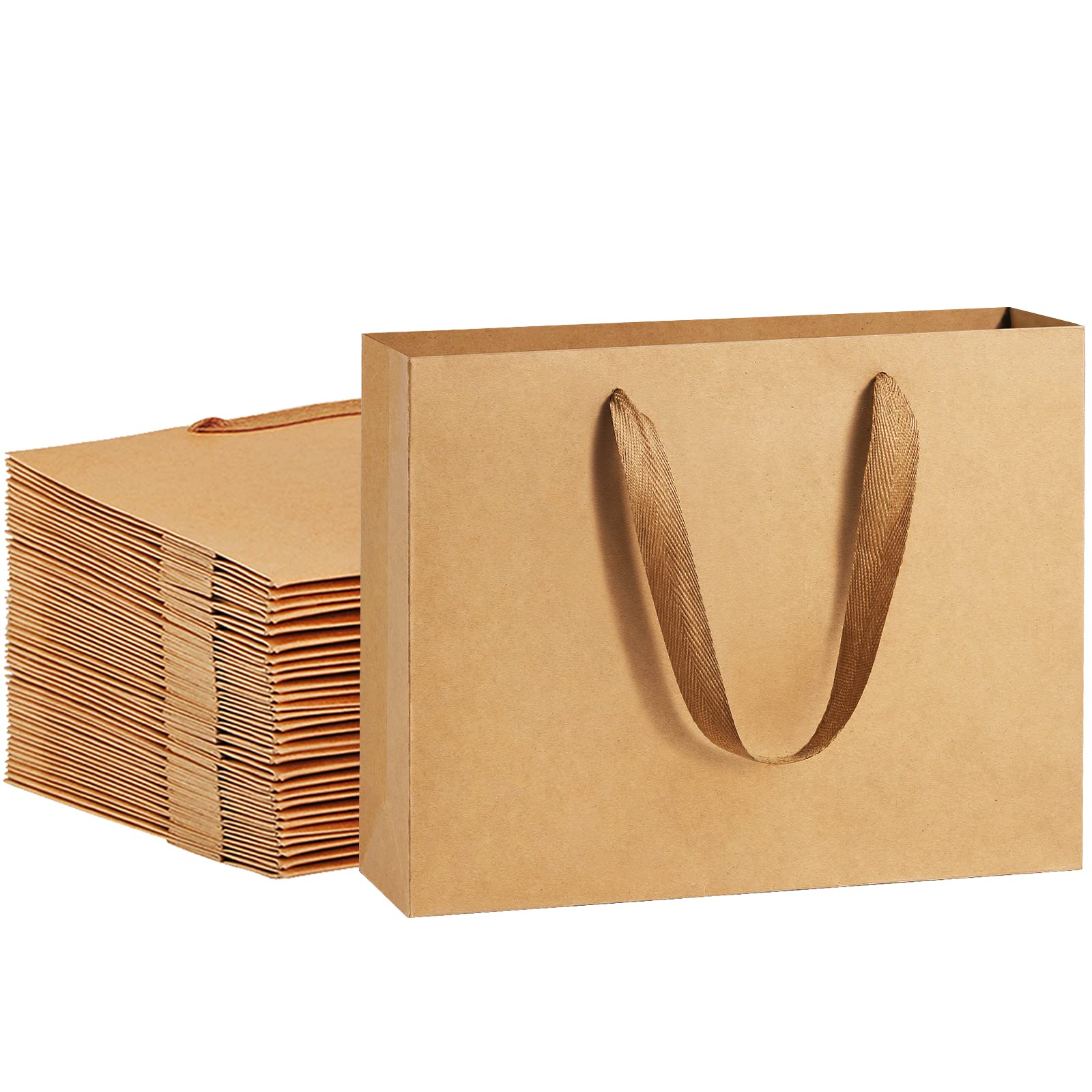 Photo 1 of BagDream Gift Paper Bags 10.6x3.1x8.3 Gift Bags 50Pcs Heavy Duty Kraft Brown Paper Bags with Handles Soft Cloth, Party Favor Bags Shopping Bags Retail Merchandise Bags Wedding Party Gift Bags