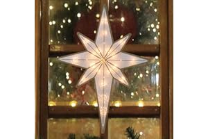 Justpro 17'' Merry Christmas Lighted Sign - Bethlehem Star Window Silhouette Lights with 20 LEDs, Double-Sided 3D Holiday Decoration for Christmas Window & Home Display