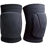 Men Women Knee Pads for Volleyball Wrestling Sports, Protective Kneepad for Dance Fitness Workout, Lightweight Compression Knee Sleeve for Gardening Cleaning Kneeling Work for Adult, Black Plus Size (1 Pair)