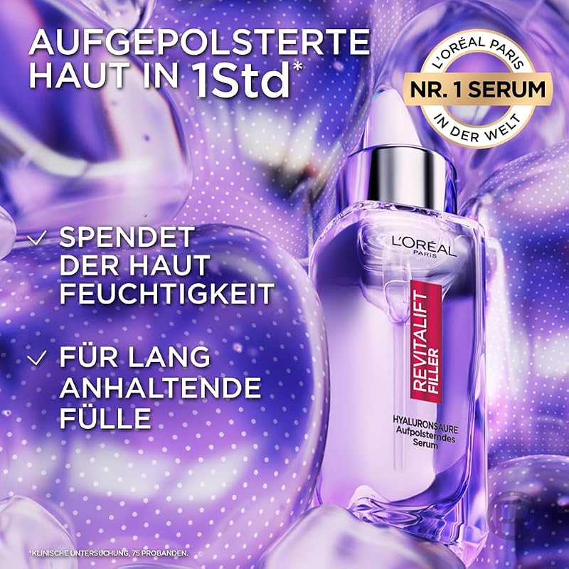 L'Oréal Paris Aufpolsterndes XXL Serum für Frauen: für Faltenminderung & jugendlich und praller aussehende Haut mit [1,5% Hyaluronsäure], Revitalift Filler, 1x 50ml[Exklusiv bei Amazon]