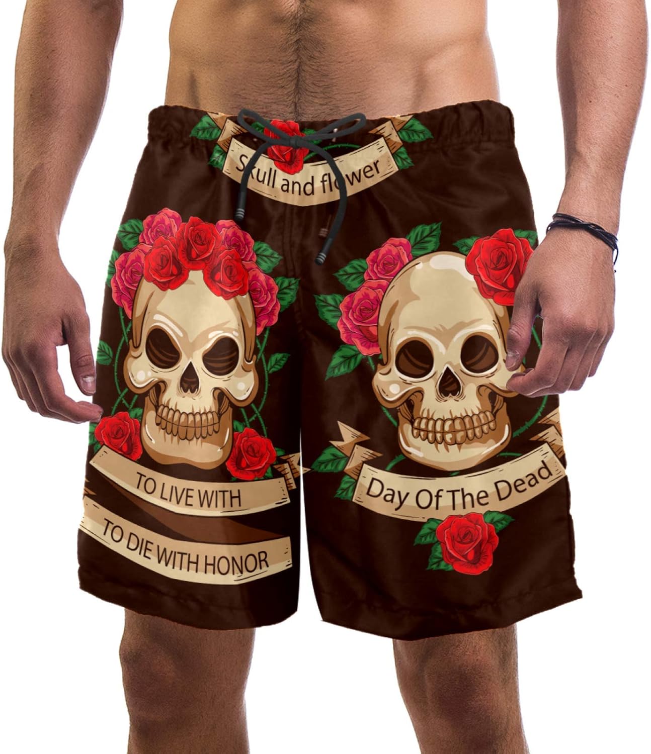 LORVIES México Día de los Muertos Cráneo de Azúcar Flor Bañador Bañador