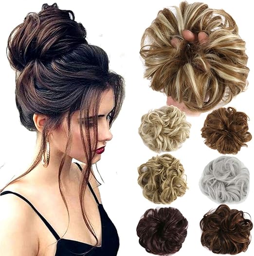 Amazon Com Hair Bun Extensions Wavy Curly Messy Donut Chignons