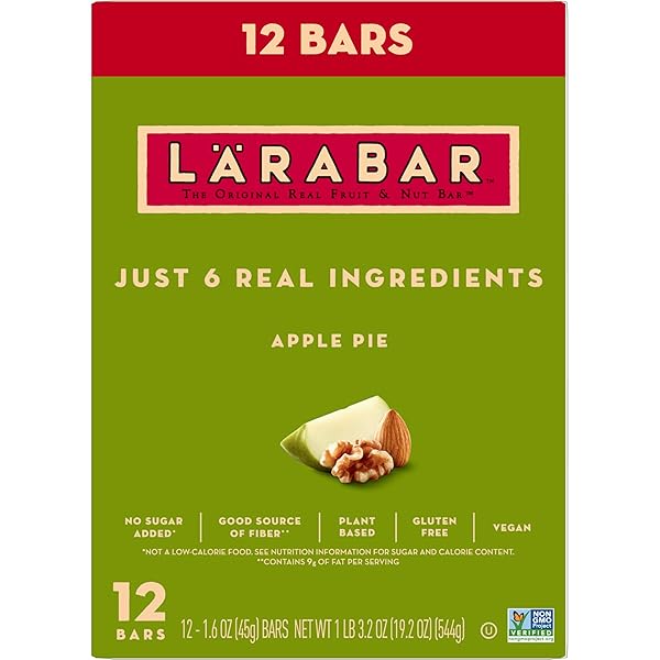 LARABAR APPLE PIE, GLUTEN FREE VEGAN FRUIT & NUT BARS, 1.6 OZ BARS, 12 CT