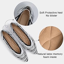 TINGRISE Women's Flats Shoes Pointed Toe Knit