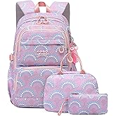 Mfikaryi Kids Girls Backpack with Lunch Box Backpack for School Lunch Box Combo