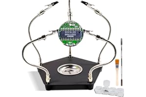 IQIETOY Soldering Station Helping Hands with Magnifying Glass Third Hand Solder Tool PCB Holder - Heavy Duty Base Plate | Four Flexible Arms