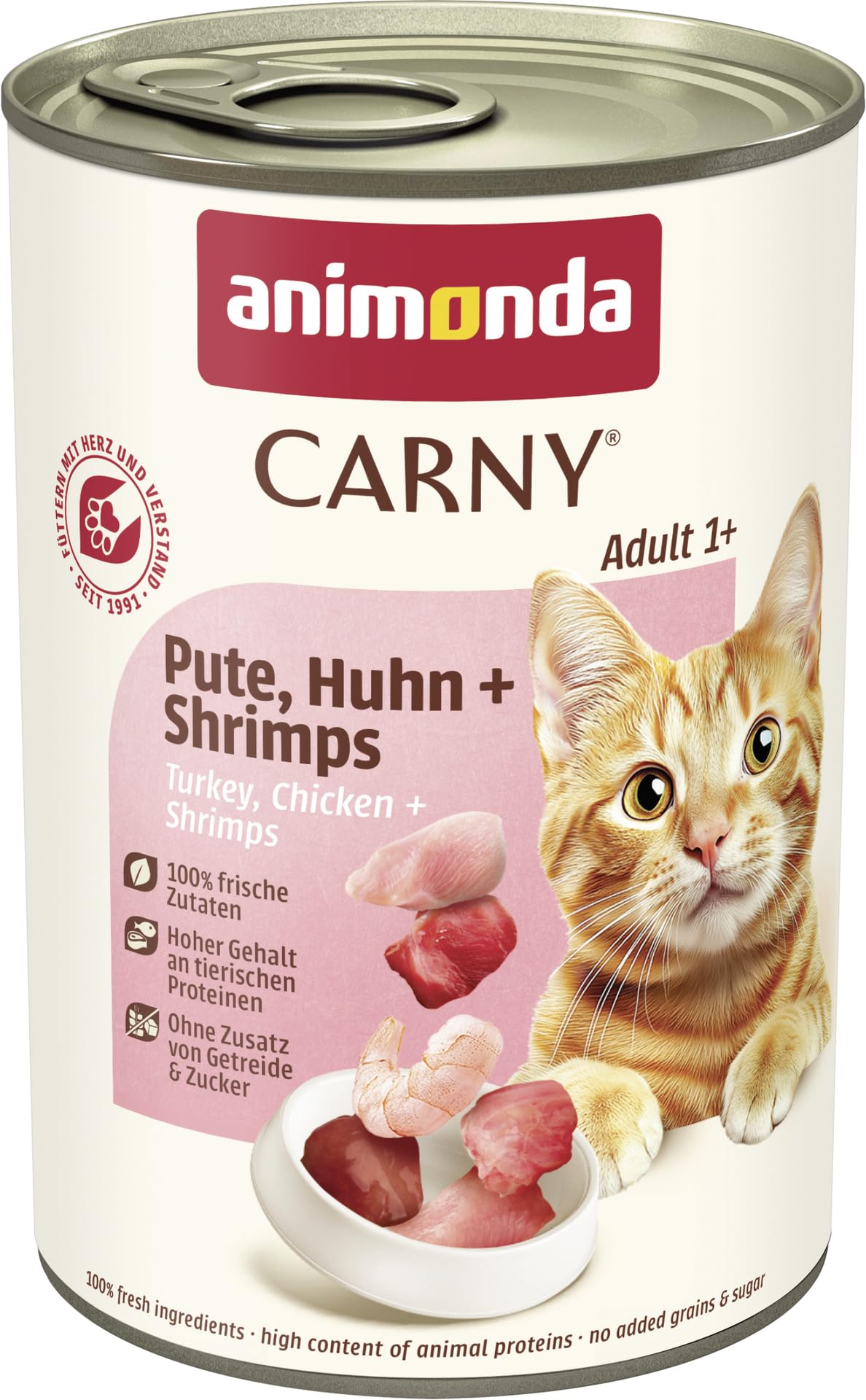 animonda Carny Adult cat food, wet food for adult cats, turkey, chicken + shrimp, 6 x 400g