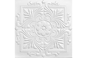 À LA MAISON CEILINGS A La Maison Ceilings R14 Victorian Foam Glue-up Ceiling Tile (21.6 sq. ft./Case), Pack of 8, Plain White