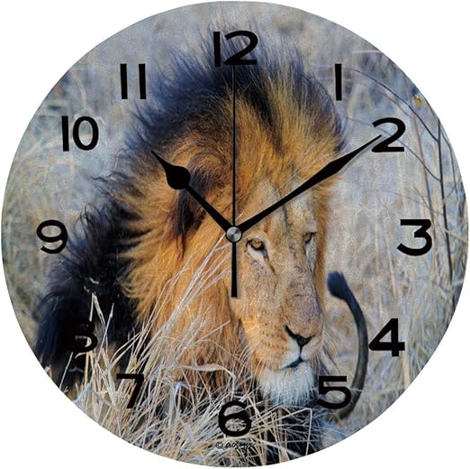 ALUONI Frameless Decorative Clock South Africa Lion Lying