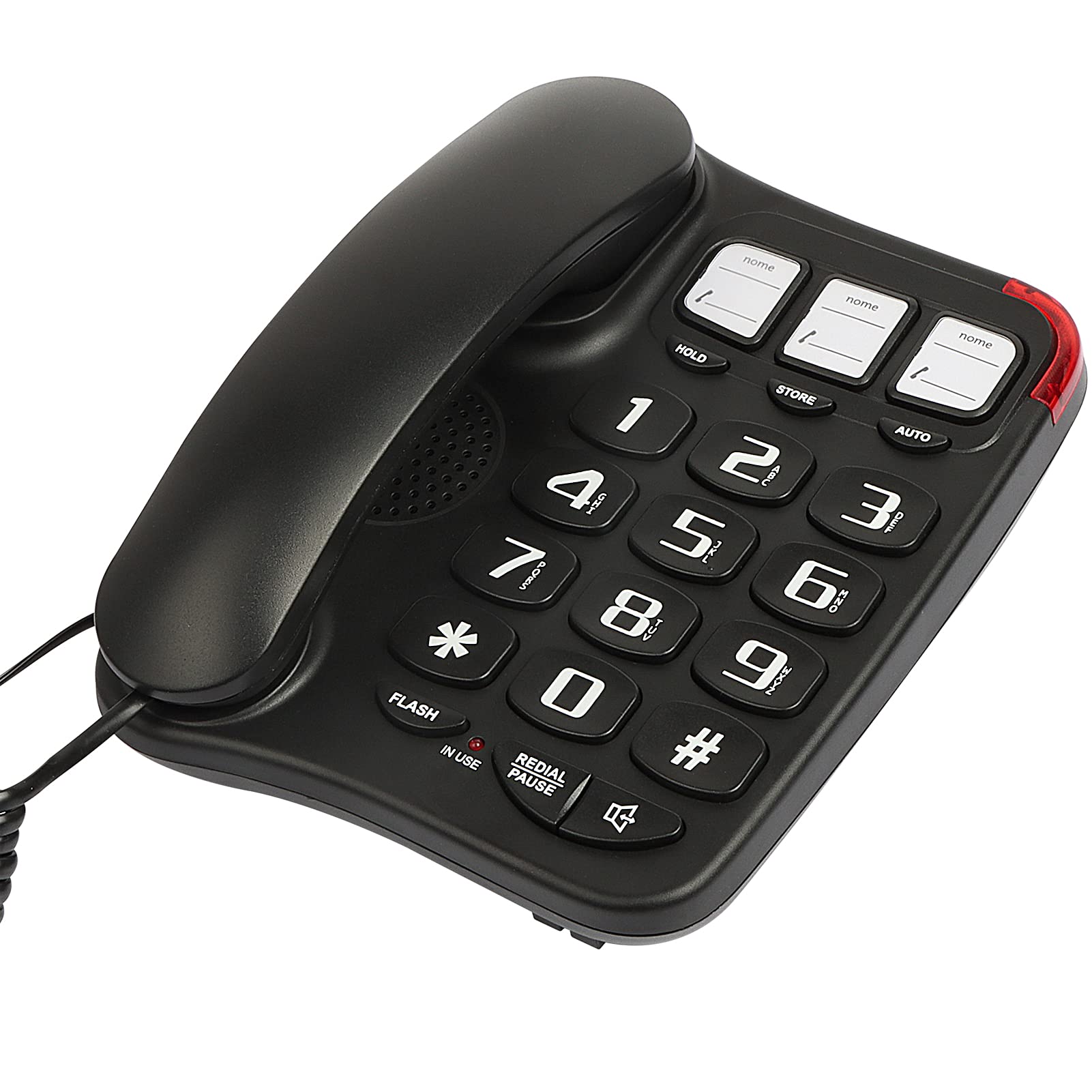 Uvital Big Button Landline Phone with Speaker for Seniors Elderly, One-Touch Memory Support, Black