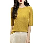 Chanyarn Women's 100% Merino Wool Spring Fall Winter First-Line Ready to Wear Seamless Knit Crewneck Short Sleeve Sweater