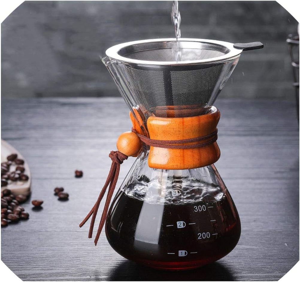 Coffee Pot Classic Glass Espresso Coffee Maker Style Pour Over Coffeemaker Coffee Machine Filter Coffee Pot 400Ml,With Filter