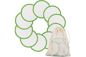 XSEINO Reusable Makeup Remover Pads(10 Pack)with Washable Natural Bamboo Fiber Material,Natural Organic Bamboo Cotton Pad,for All Skin Types