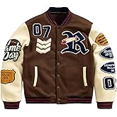 SOLY HUX Men's Letter Graphic Color Block Varsity Jacket Long Sleeve Y2k Streetwear Baseball Jacket