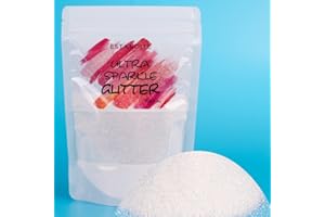 ESTANOITE Rainbow Glitter for Crafts & Slime, Iridescent White Glitter Powder, 150g - Dream White