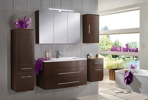 SAM® Design Badmöbel-Set Zürich, 100 cm, Hochglanz braun, 5tlg