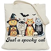 LUERHUI Halloween Cat Gifts Tote Bag for Women, Just a Spooky Cat Tote Bag for Spooky Season