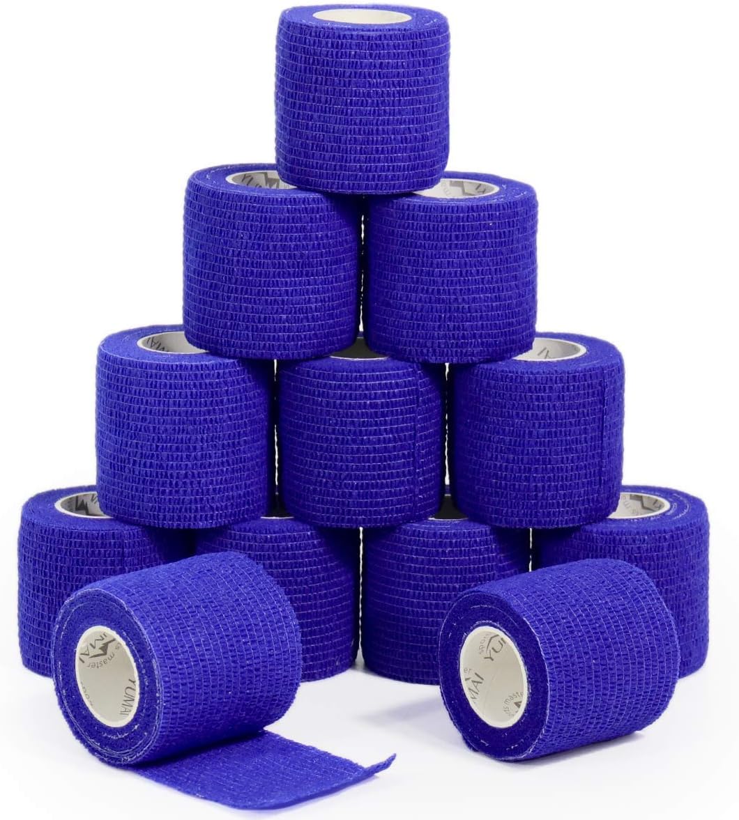 YuMai Cohesive Bandages 5cm x 4.5m Pack of 12 - Dark Blue