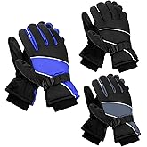 Tarpop 3 Pairs Mens Ski Gloves Winter Warm Women Gloves Adjustable Non Slip Snowboard Snow Waterproof Warm