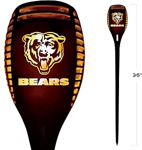 NFL Chicago Bears 36 Inch Tall LED Torch Light - Emulates Flickering Flames - Auto On & Off Outdoor Waterproof Landscape Lighting Decoration - Security Light for any Patio, Yard & Walkway