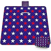 Poedist Extra Large Picnic Blanket Waterproof,80"x 80"Foldable Machine Washable Beach Blanket,Outdoor Blanket for 6-8 Adults,Suitable for Indoor Crawling,Park Beach,Camping,Hiking,Family Travel(Star)