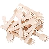 Gmark 4" Mini Wooden Spork 200 ct, Biodegradable Compostable Birchwood Fork Spoon 2-in-1 Utensil (200pcs/bag) GM1058