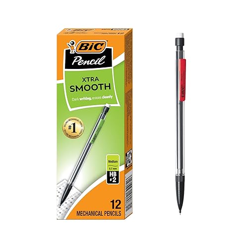 BIC Xtra-Smooth Mechanical Pencils with Erasers, Medium Point (0.7mm), 12-Count Pack, Bulk Mechanical Pencils for School or Office Supplies