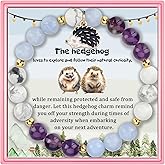 PARTNER Hedgehog Inspirational Birthday Gifts for Women Best Friends Unique Gifts Natural Stone Beaded Bracelets for Women Agate Beaded Jewelry with Meaningful Message Card For Hedgehog Lovers,Comes Packaged
