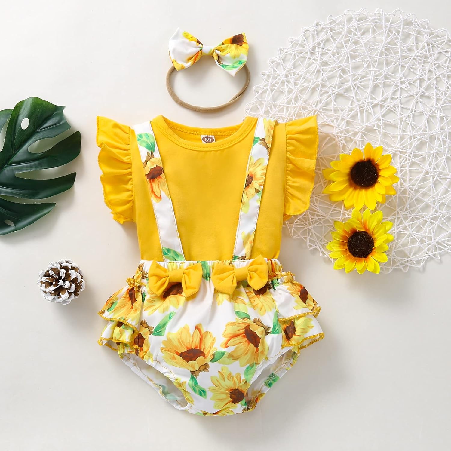 YIRONGWANG Newborn Baby Girls Clothes Romper Shorts Set Summer Bodysuit Jumpsuit 0-18M 3pcs: Clothing