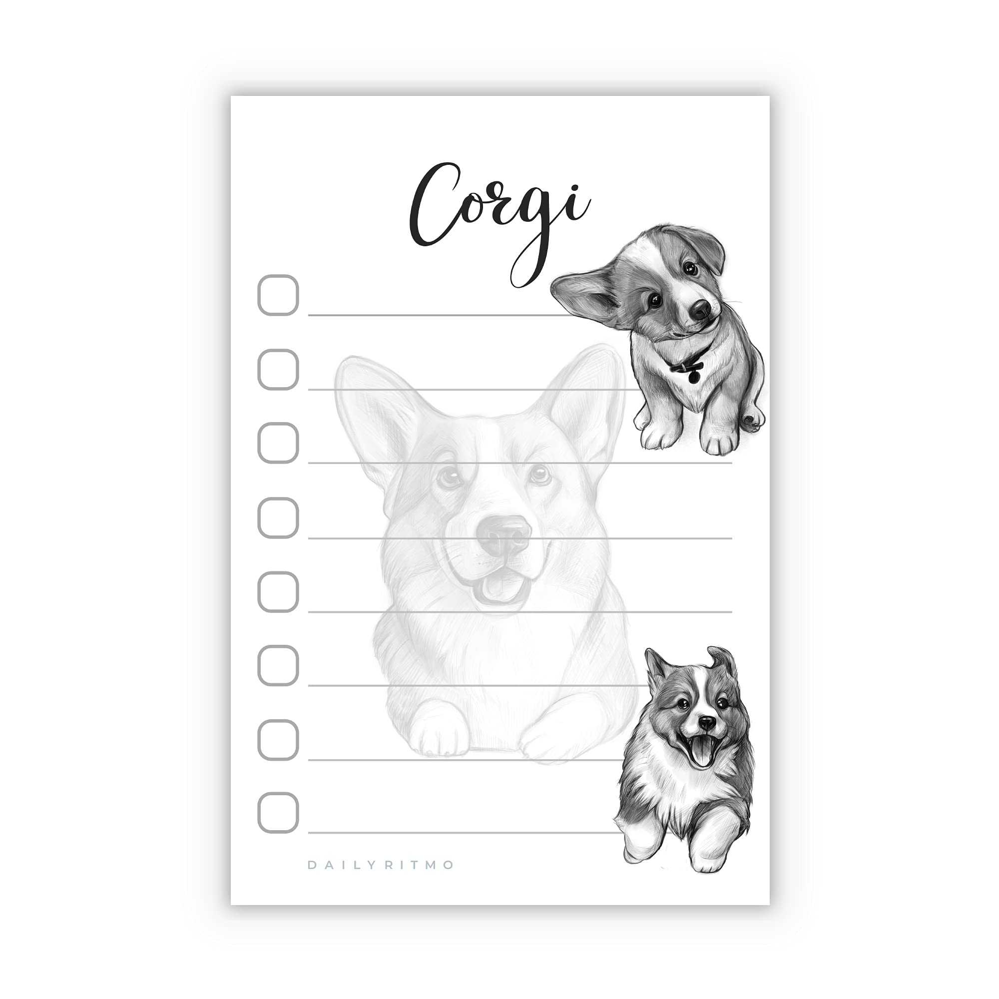 Welsh Corgi Puppies Sticky to Do List Notepad - Corgi Stationary School Supplies for Corgi Mom | Corgi Gifts for Corgi Lovers | 10 cm x 15 cm 50 Pages
