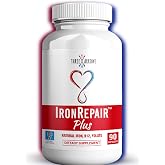 Iron Repair Plus Natural Iron Supplement Methyl B-12 &amp; Folate, 90 Capsules | Best absorption, gentle on stomach, Monash Low FODMAP, supports raise Hemoglobin &amp; Ferritin for women, teens &amp; pregnancy
