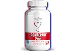 THREE ARROWS Iron Repair Plus Natural Iron Supplement, Best Absorption Gentle on Stomach, Monash Low FODMAP, Raise Hemoglobin & Ferritin for Women, Teens & Pregnancy Methylated B-12 & Folate, 90 Gelatin Capsules