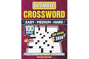 3 IN 1 Easy - Medium - Hard Crossword Puzzle Books for Adults and Seniors – 100 Big Font Puzzles: Fun and Engaging Brain Exercises To Keep Your Mind ... Healthy, Perfect Gift for Cross word Lover