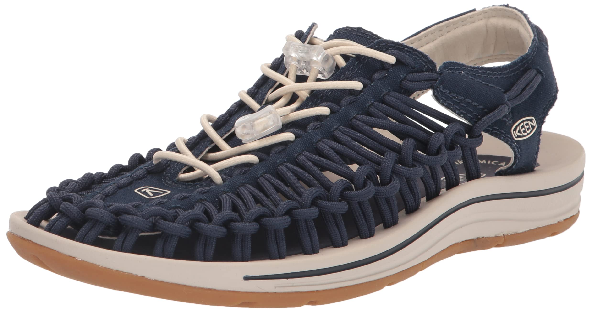 KEEN Women’s Uneek Classic Two Cord Sandals, Navy/Birch, 6.5