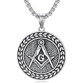 Seiyang Compass/Masonic Necklace 925Sterling Silver Pendant Necklace for Men Women with 2mm 22+2In Rolo Chain