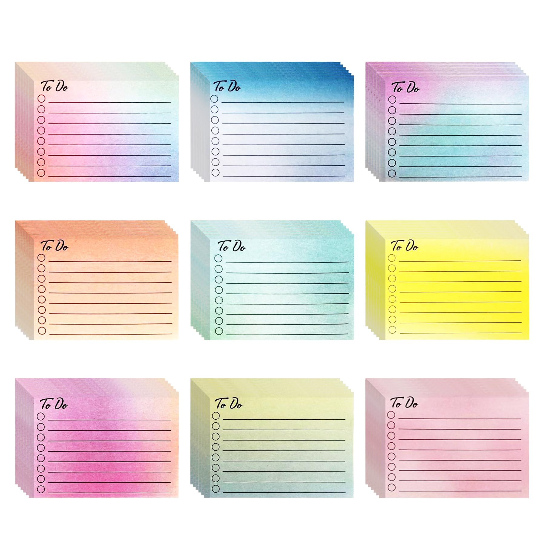 YeahBoom 450pcs Sticky Notes, 9 Colours, 50 Sheets of Each Colour, Cute Sticky Notes Posits, Small Pastel Sticky Notes for Home, School, Office,10*7cm