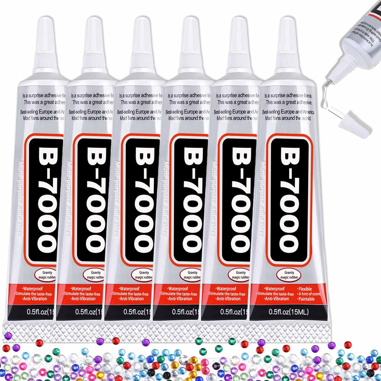 B-7000 Craft Glue for Jewelry Making - 15ml/0.5oz (6 Pack) - Multi-Function B-7000 Super Adhesive Glues Liquid Fusion Glue for Rhinestones Crafts, Clothes Shoes, Fabric, Jewelry Making, Cell Phones