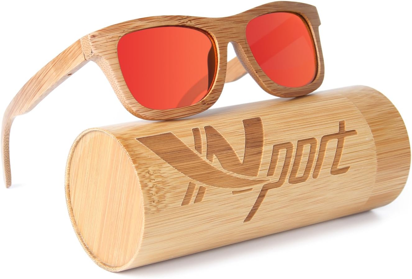 Ynport Crefreak Mens/Womens Polarized Full Charcoal Bamboo Frame Classic Wooden Coated Sunglasses, Floating in Water