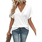 T Shirts Short Sleeve V Neck Tees Womens Tops Beach Vacation Fashion Clothes 2026 Casual Summer Spring Fall Outfits